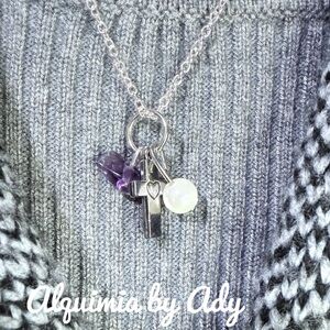 Devotional Trio Necklace with Cross, Crystal & White Bead